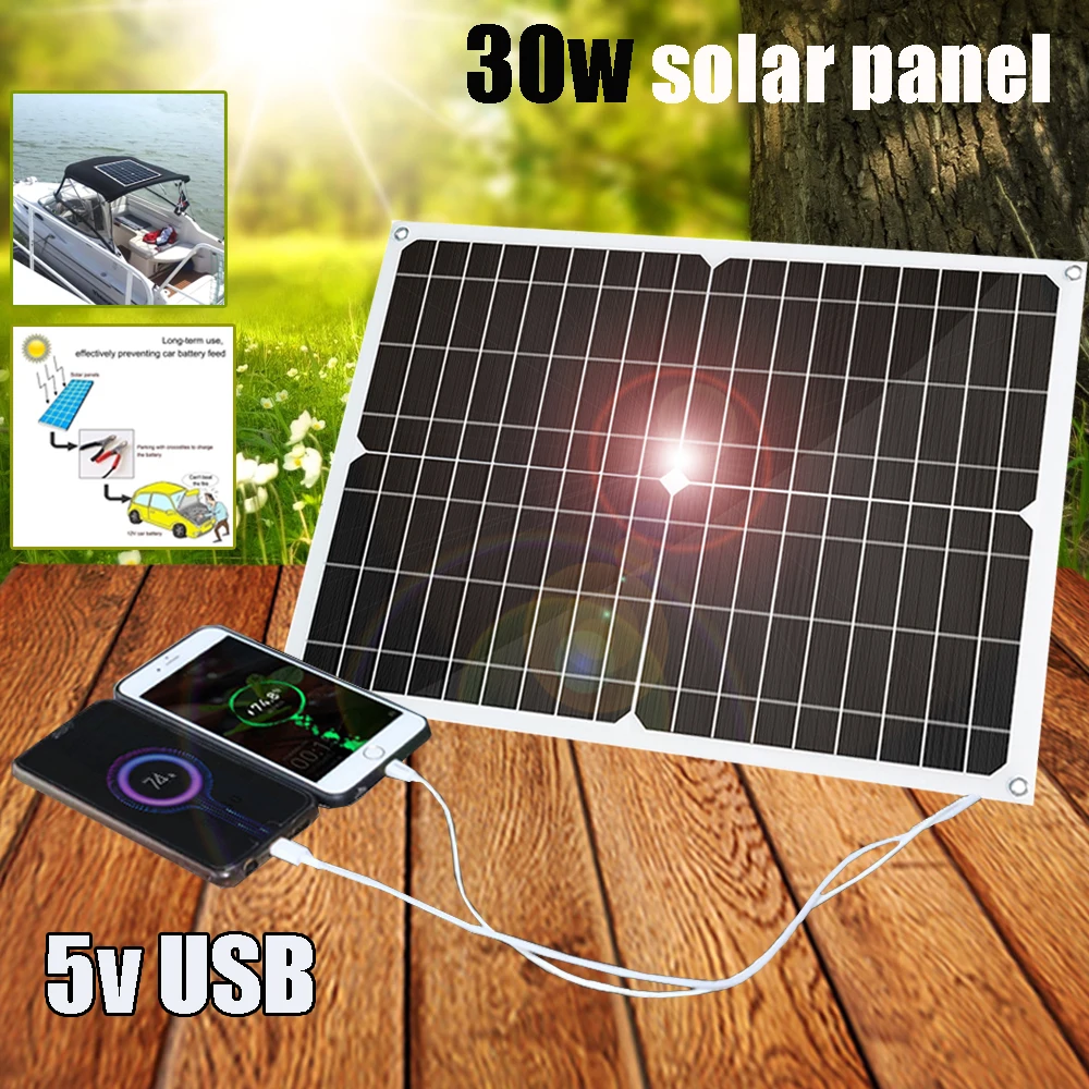 Купить 30 Вт 20 Вт Гибкая солнечная панель батарея 12v батарея 5 в зарядное устройство для мобильного телефона 10 А контроллер для автомобиля лодки кемп...