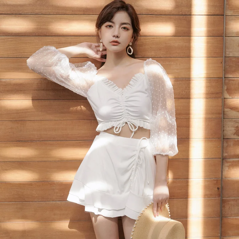 

The new 2021 swimsuit fashion sexy long-sleeved dress fission type of cultivate morality boxer two-piece bathing suit