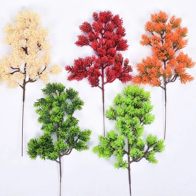 

40cm Artificial Greenery Pine Tree Branches Plastic Pinaster Cypress Grass Needle Leaves Leaf Plants Home Office Decor 1 Piece
