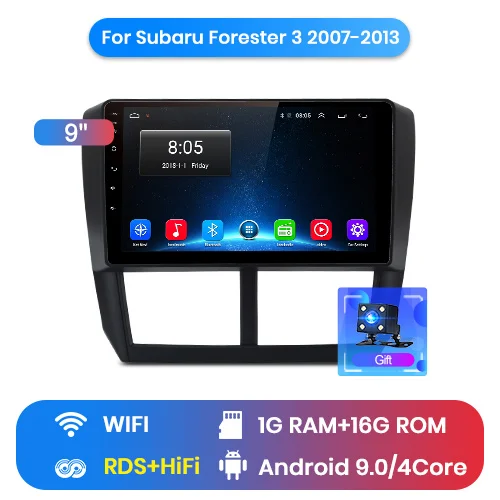 WIFI 1GB 16GB Junsun V1 2G+ 32G Android 8,1 автомобильный Радио Мультимедиа Видео плеер навигация gps для Subaru Forester 3 2007-2013 2 din Авто без dvd - Цвет: WIFI 1GB 16GB