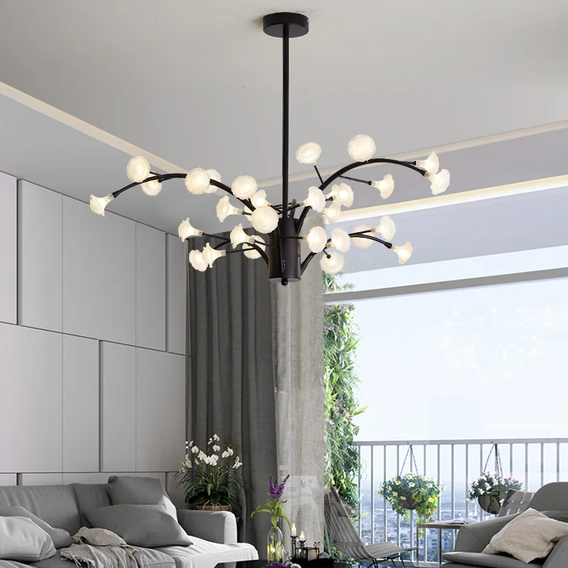 

Nordic Modern Flower Branch Glowworm Chandeliers Home Decorative Luxurious Elegant Living Dining Room Hallway Hanging Lamps