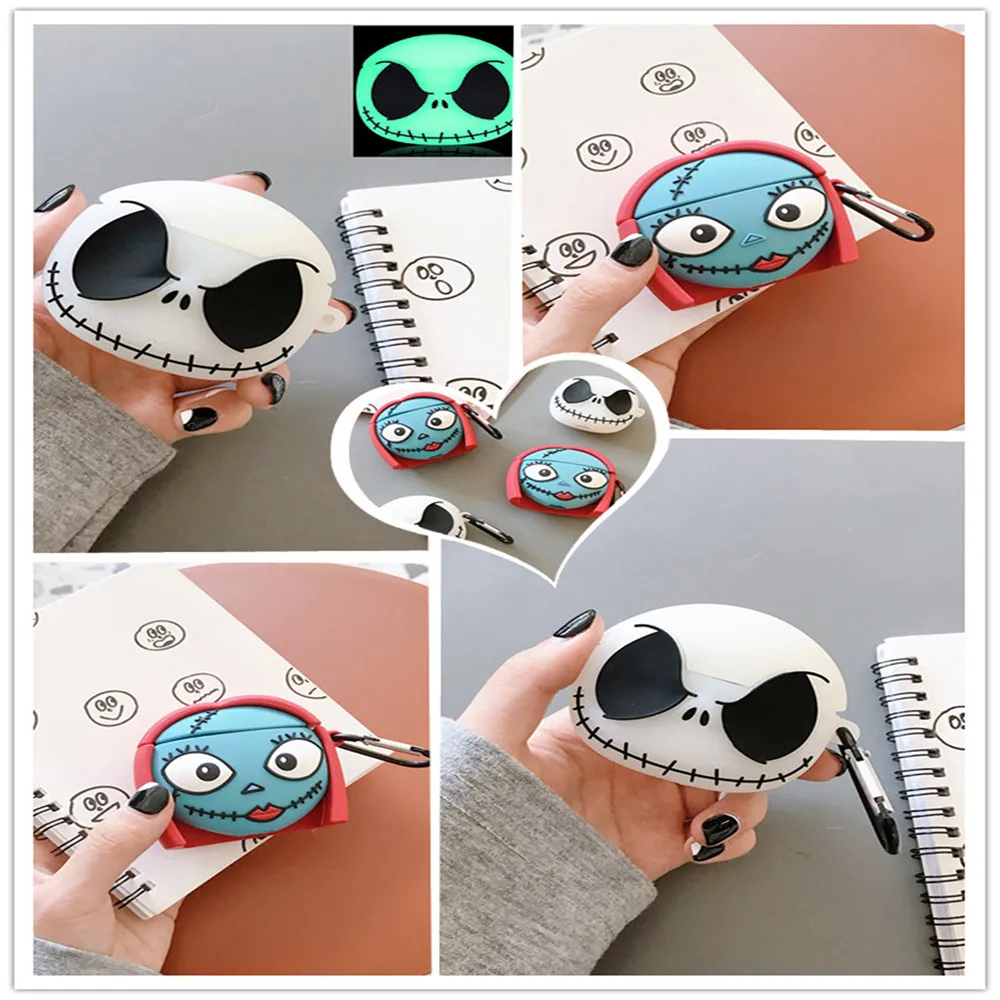 

Case for Airpods Pro 2 1 Cases Luminous 3D Ghost Cute Alien Air Pods 2 Earphone Night Lights Skull Protector for Airpods Cases