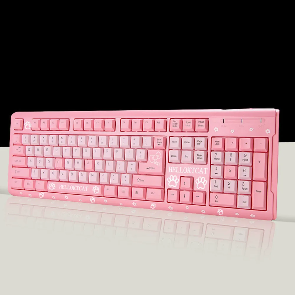 Бесшумная розовая клавиатура hello kitty hello KT cat Беспроводная клавиатура для девочек ультра-тонкая компьютерная беспроводная клавиатура для настольных девочек