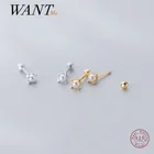 WANTME натуральная 925 стерлингового серебра Мода в Корейском стиле; Милое мини-жемчужные серьги-гвоздики для женщин Романтический вечерние ко дню рождения, ювелирные изделия в качестве подарка