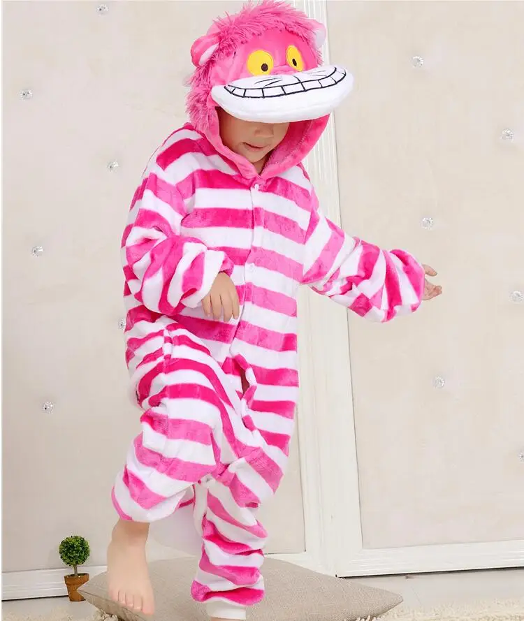 Детская Фланелевая пижама с капюшоном и котом зимний Пижамный комплект для