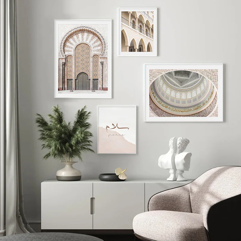 

Morocco Door Canvas Poster Arab Calligraphy Wall Art Print Canvas Painting Decor Pictures for Home Decoration Pictures Room Wall
