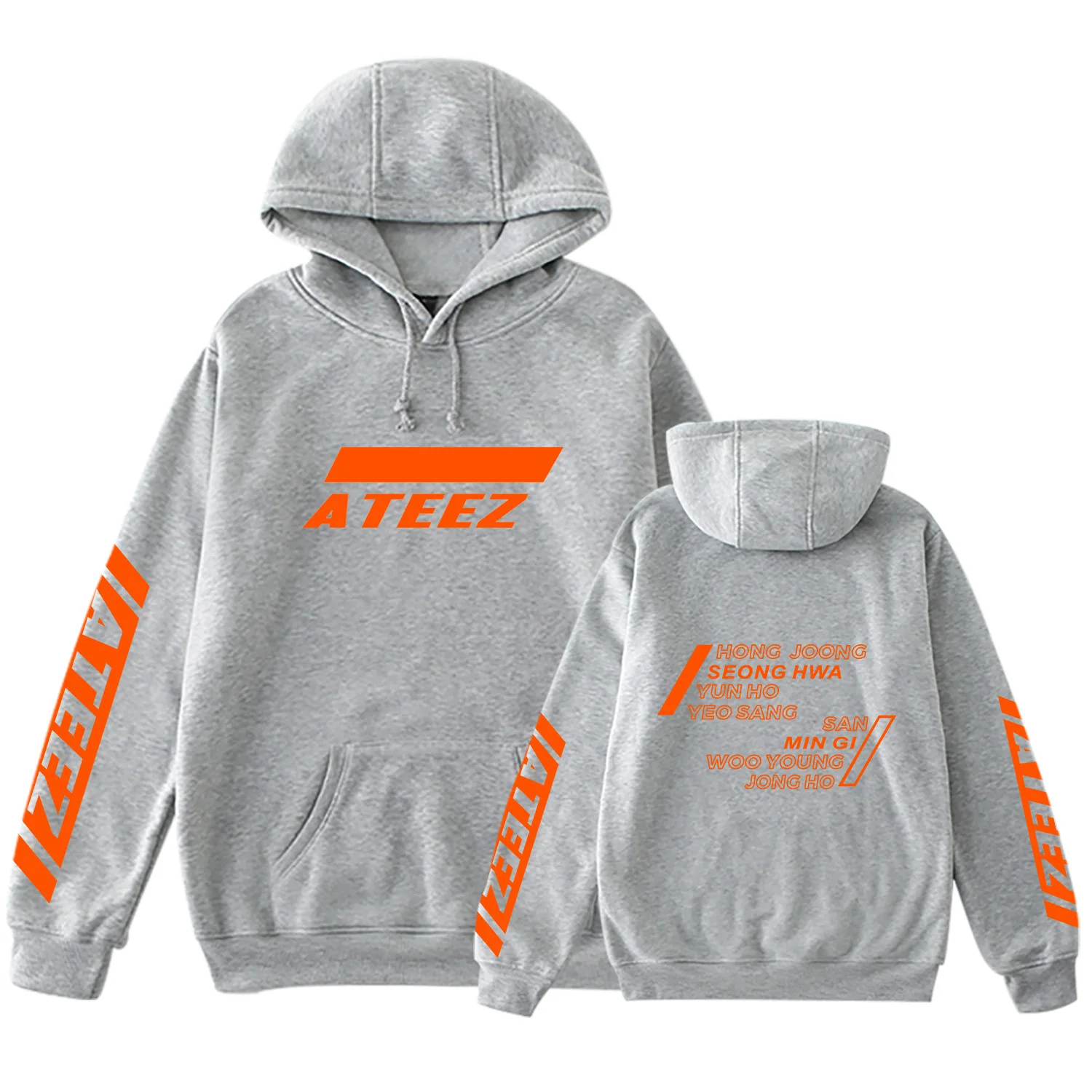 Ateez Kpop альбом толстовка с карманом Crewneck флисовая теплая Kawaii Haajuku Зимние толстовки с длинными рукавами