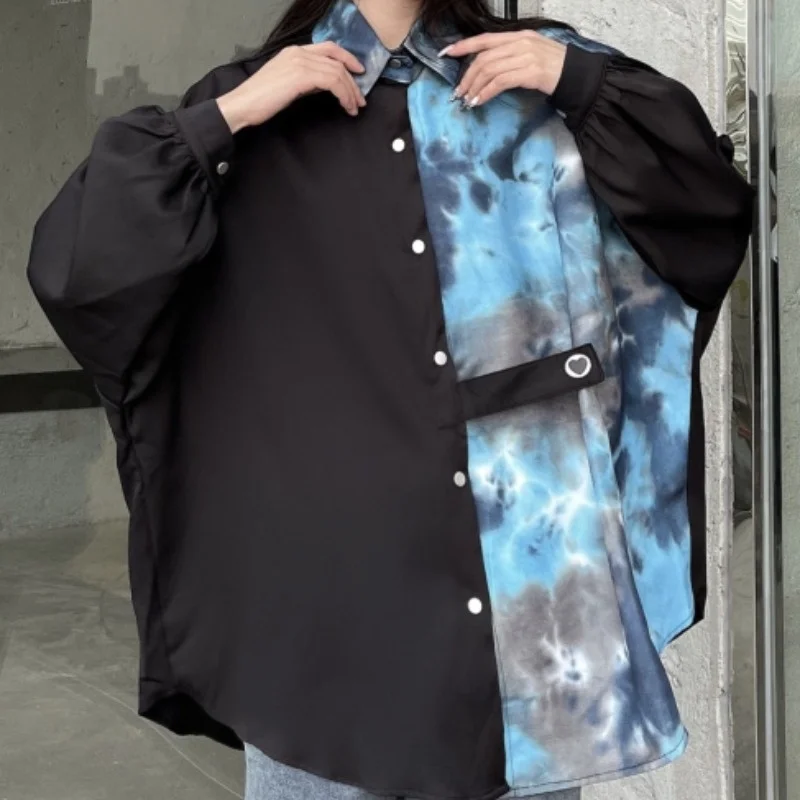 Женская рубашка в стиле Харадзюку панк готическая Черная блузка топ новинка