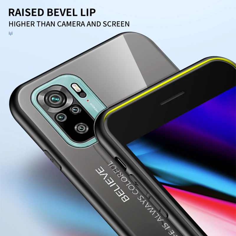 

For Xiaomi Redmi Note 10S Case Gradient Color Tempered Glass Cover For Redmi Note 10 5G Note 10 Pro Shockproof Coques