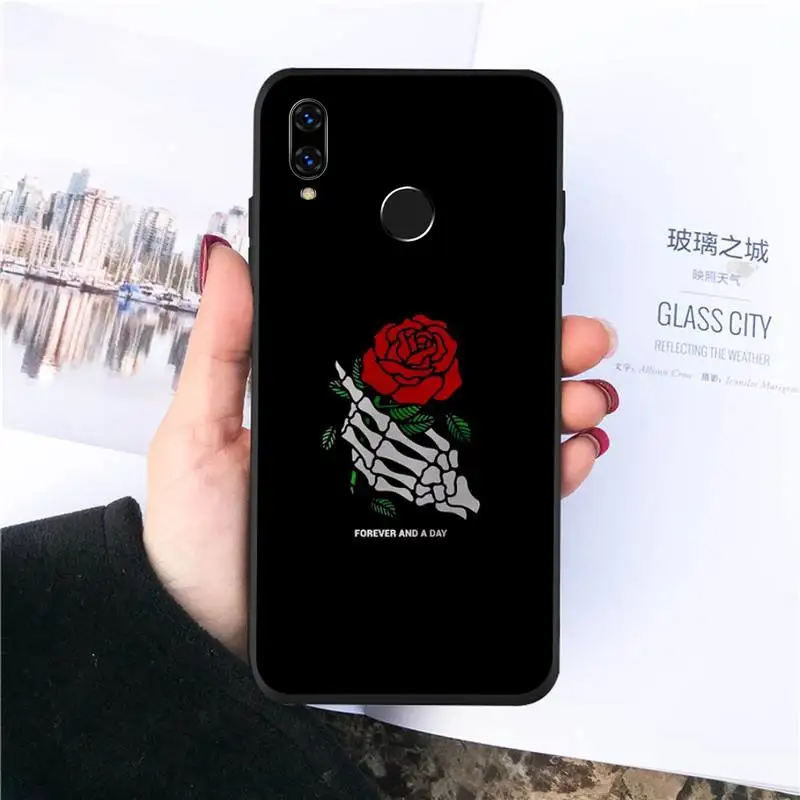 

Skull Roses flower grim Reaper pattern Phone Case For Huawei honor Mate P 10 20 30 40 i 9 8 pro x Lite smart 2019 nova 5t funda