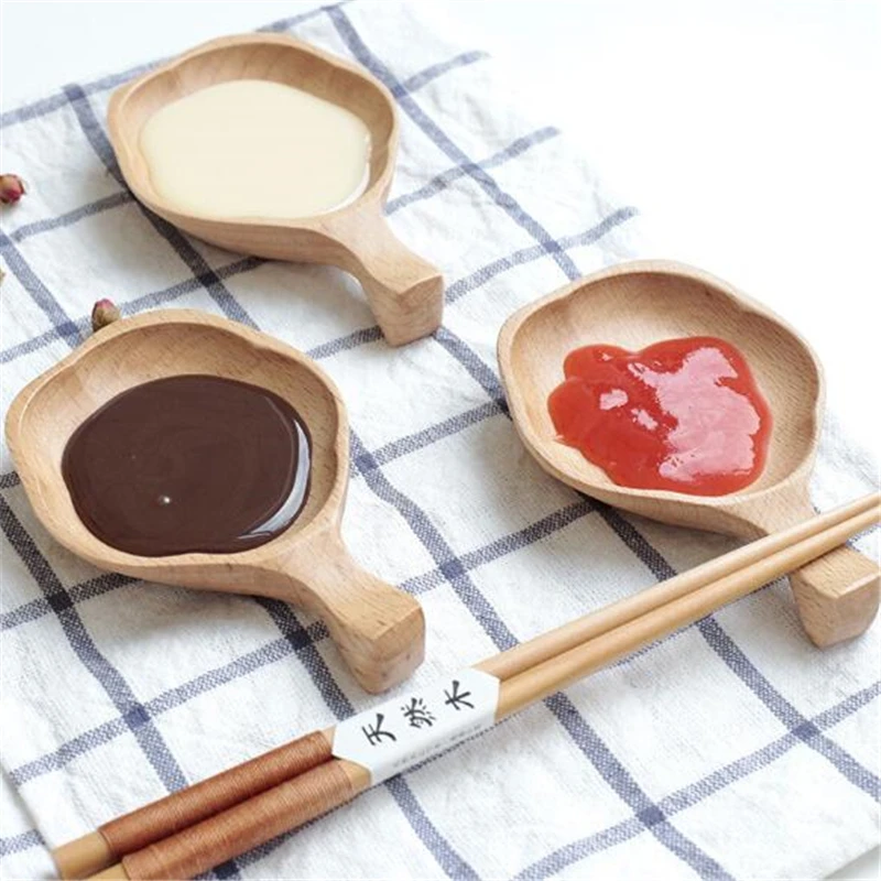 Натуральная деревянная тарелка для соевого соуса многофункциональная Цветочная