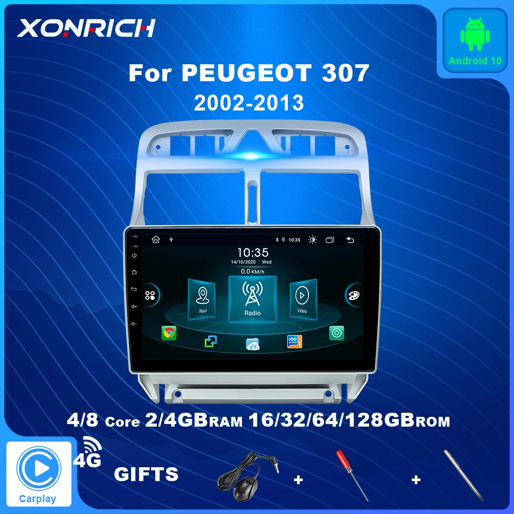 Автомобильный мультимедийный плеер DSP 8 ядер 4 Гб + 128 ГБ Android 10 0 для Peugeot 307 2002 2013