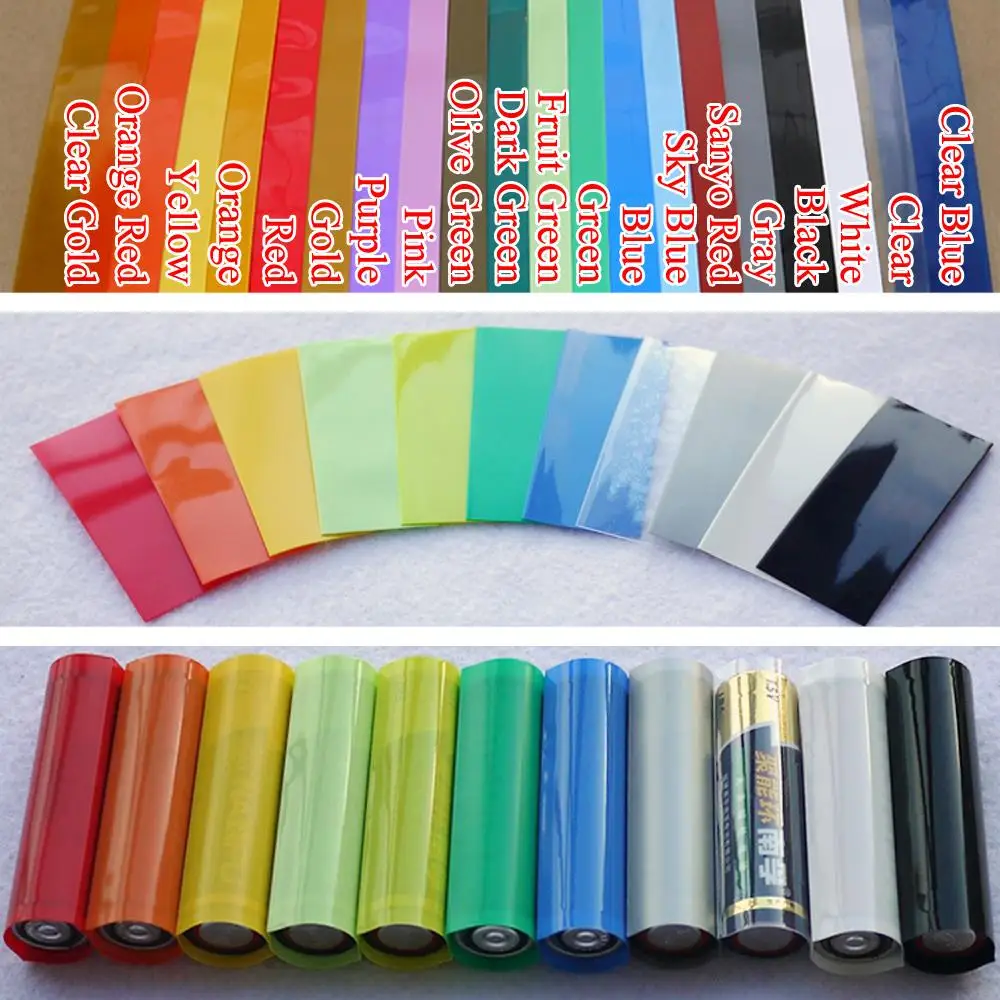 

100pcs 29.5mm x 72mm PVC Heat Shrink Tube Battery Film Tape Precut Cover Sleeve Protector Multiple Color For 18650 Battery Wrap