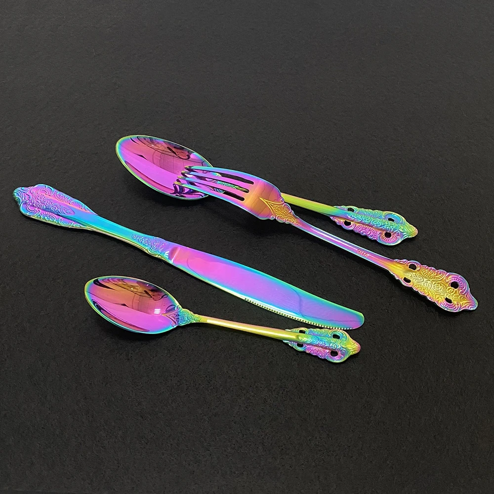 Столовая посуда золотого цвета столовая из нержавеющей стали 18/10 вилка ложка нож