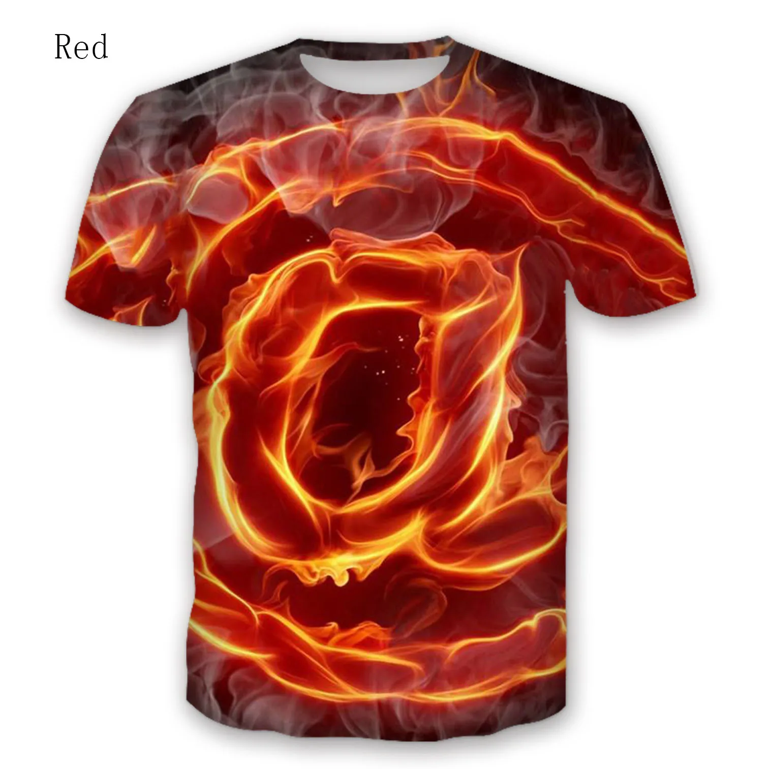 Футболка с коротким рукавом и круглым вырезом 3D принтом огненной гитары|Мужские