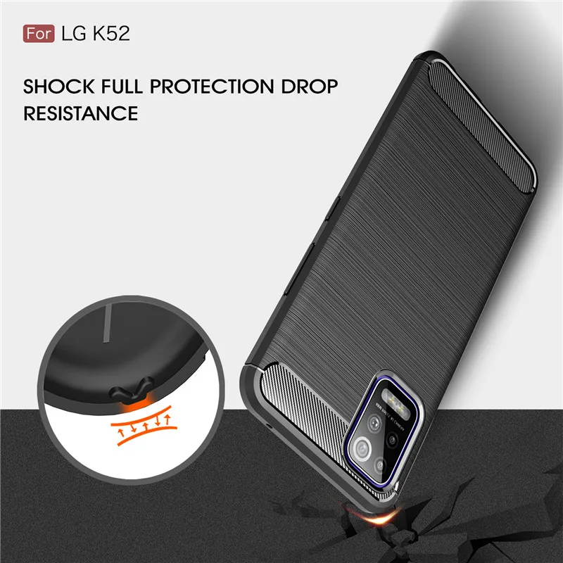 Soft Carbon Fiber Case For LG K52 K42 K92 5G K8 2018 K9 Cover Housings Protective Back Phone Bumper Funda | Мобильные телефоны и