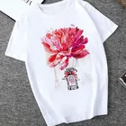 2020 Летняя женская футболка с цветочным принтом в стиле Харадзюку, футболка с коротким рукавом, женская футболка с графическим принтом Ullzang, модный топ, футболка