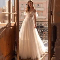 eightree elegant wedding dresses off the shoulder beadings tulle bride dress sexy a line princess wedding evening gown plus size