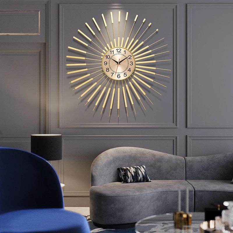 

Living room light luxury iron wall clock home creative personality art fashion European clock wall hanging restaurant decoration