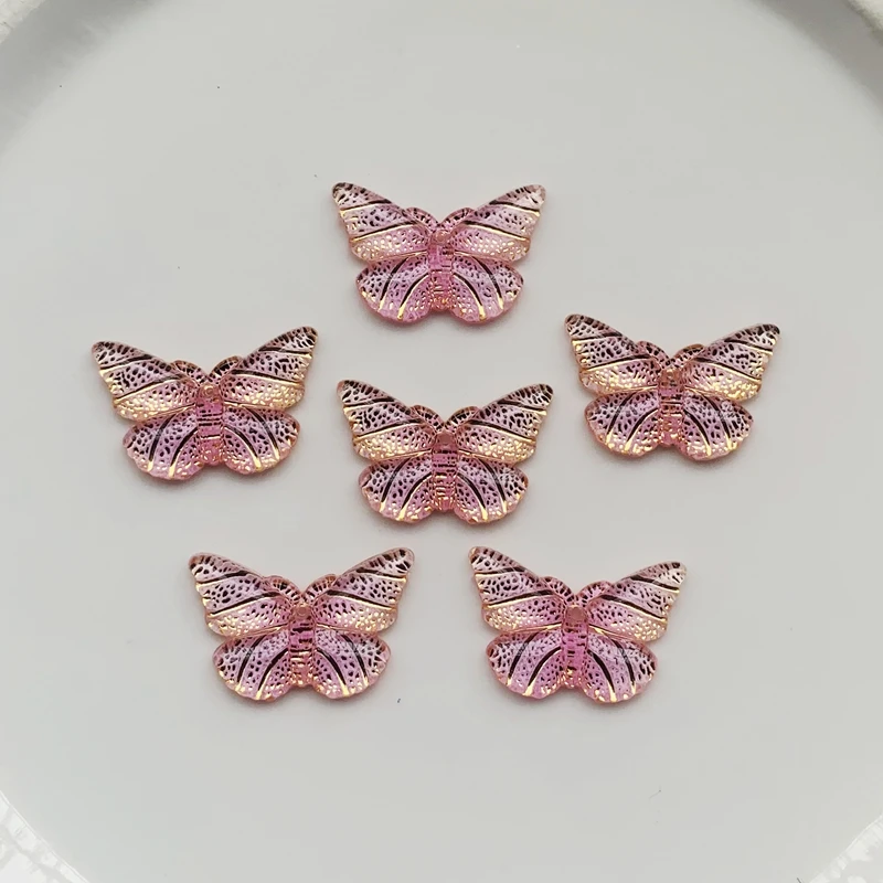 15pcs Resin 15*23mm Bling Colorful Butterflies Flatback Rhinestone 1 Hole Ornaments DIY Wedding Appliques Craft -HE21 | Дом и сад