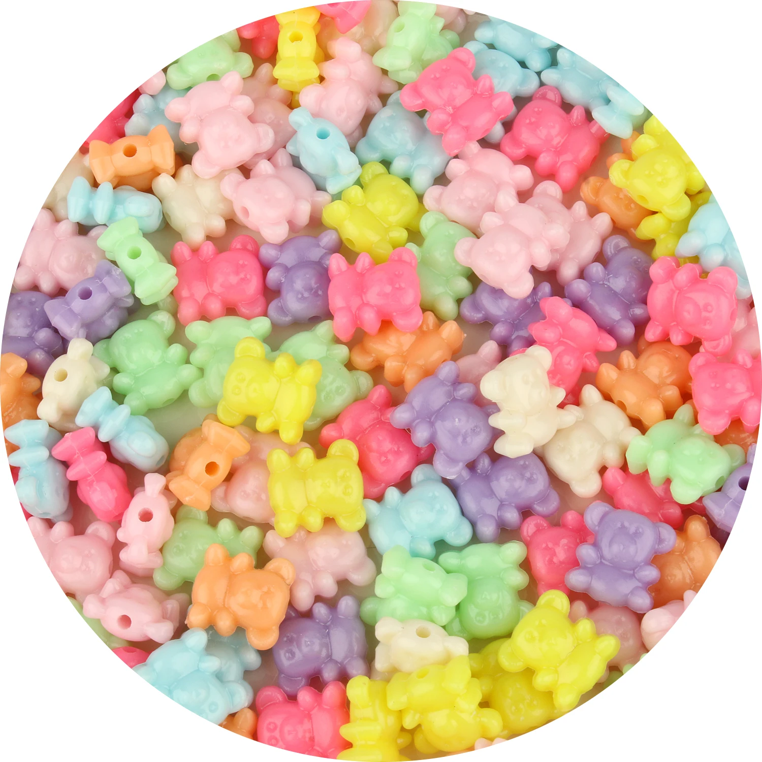 

100pcs Colorful Bear Shape Acrylic Beads For Jewelry Making DIY Charms Earring Bracelet Necklace Handicraft Accessorie 13*12*7mm