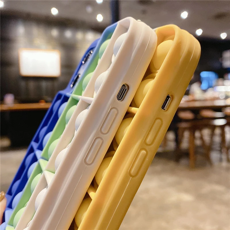 

Relive Stress Pop Fidget Toys Push It Bubble Silicone Case For Iphone 11 12 Pro Max 6 6s 7 8 Plus X XR XS XSMAX Soft Game Cover