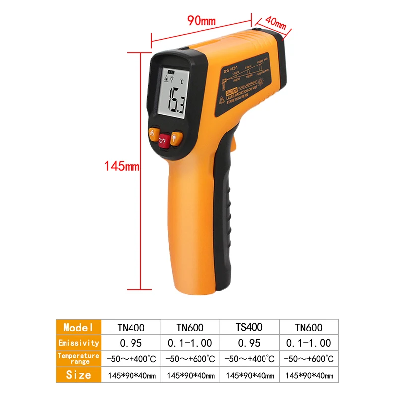 Urijk Handheld Non-contact Thermometer Pyrometer Digital Infrared Meter with 50 C or 600 (-58 F to 1122 F) Temperature | Инструменты