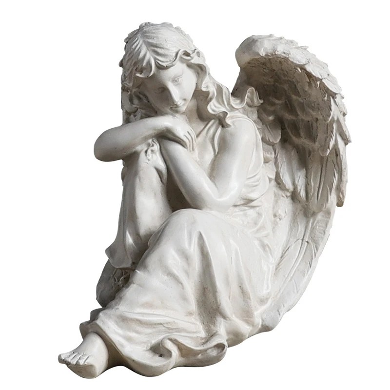 Nordic White Angel Sculpture Modern Happiness Girl Statue Craft Desk Decor Ornaments Home Decoration Living Room Wedding Gift | Дом и сад