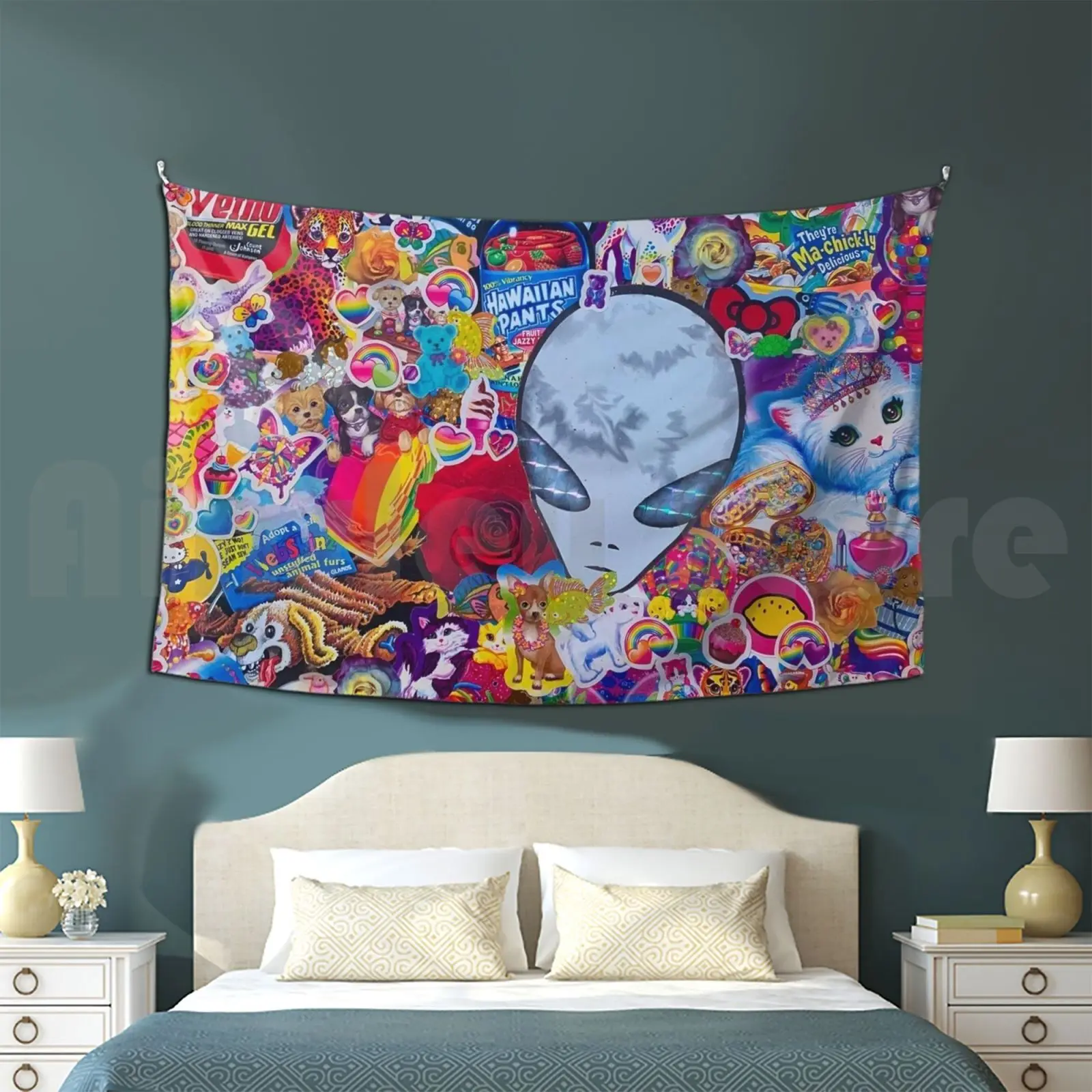 90s коллаж гобелен фон настенный красочный искусство абстрактное Лиза Фрэнка 90-х