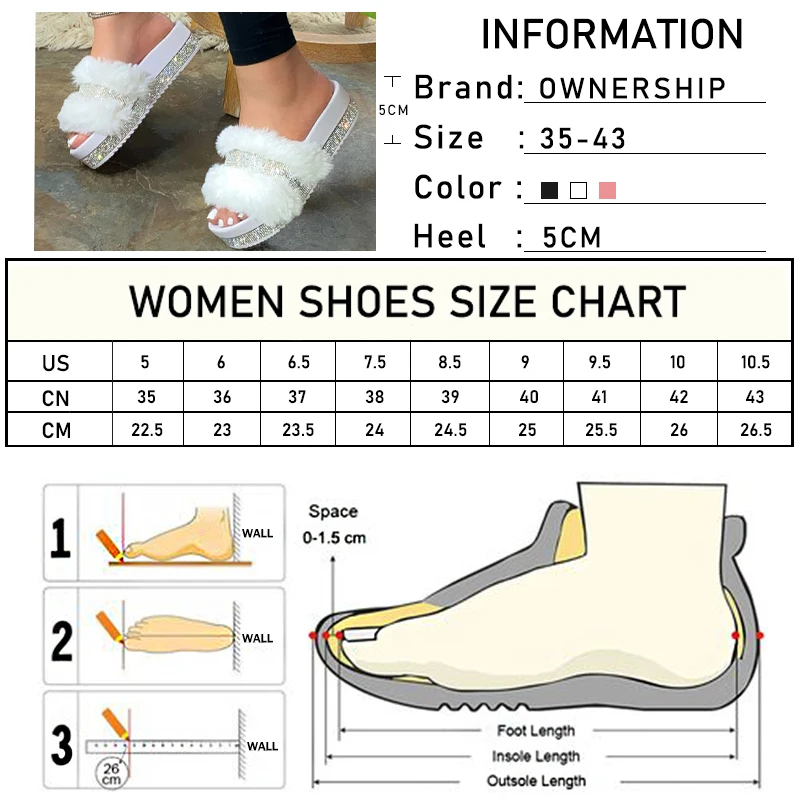

Slides For Women Fur Slides Home Flat Fur Slippers Women Shoes Summer Big Size 43 Fluffy Female Shoes Glitter Women' Shoes