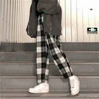 korean fashion harajuku grid childrens trousers 2022 new streetwear ladies harem pants autumn ladies casual pants oversize