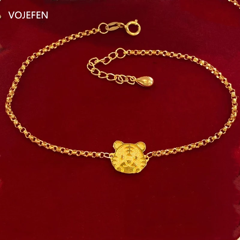 

VOJEFEN AU750 18K чистое золото милые тигровые браслеты Подарки для женщин девушек индивидуальная Мода