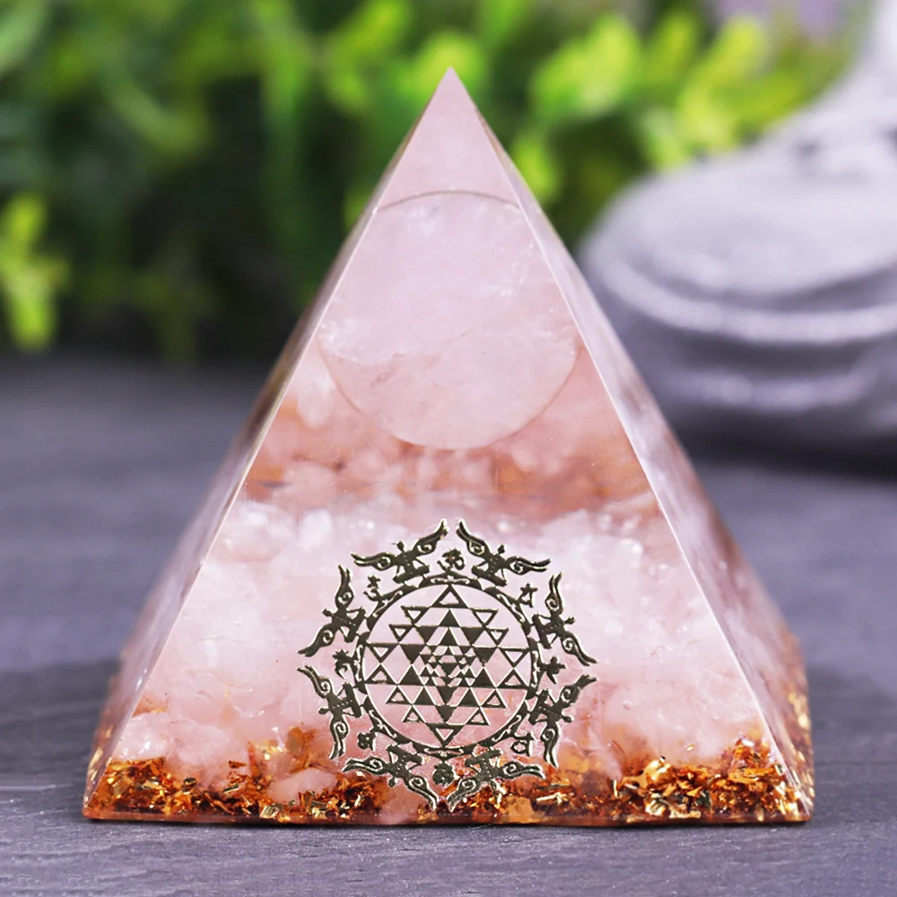 Натуральный розовый кварцевая Сфера Orgonite Пирамида рейки энергия чакры Orgone Pyramide