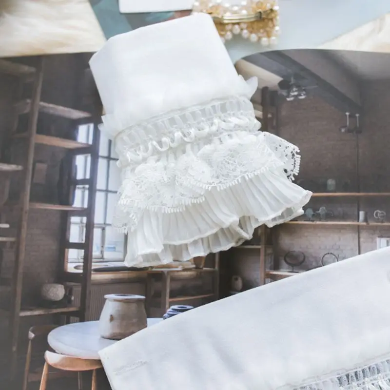 

Women Tiered Ruffles Lace Horn Cuffs Wrinkled Layered Princess Retro Fake Sleeve