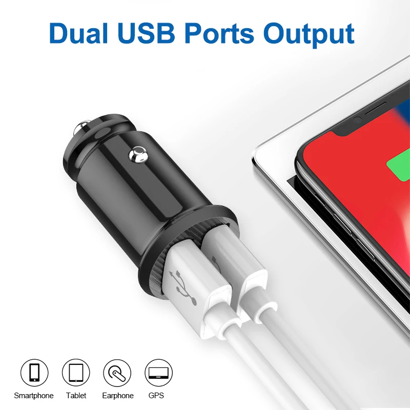 Автомобильное зарядное устройство Mini 3.1A/4.8A/6.2A USB скрытое автомобильное
