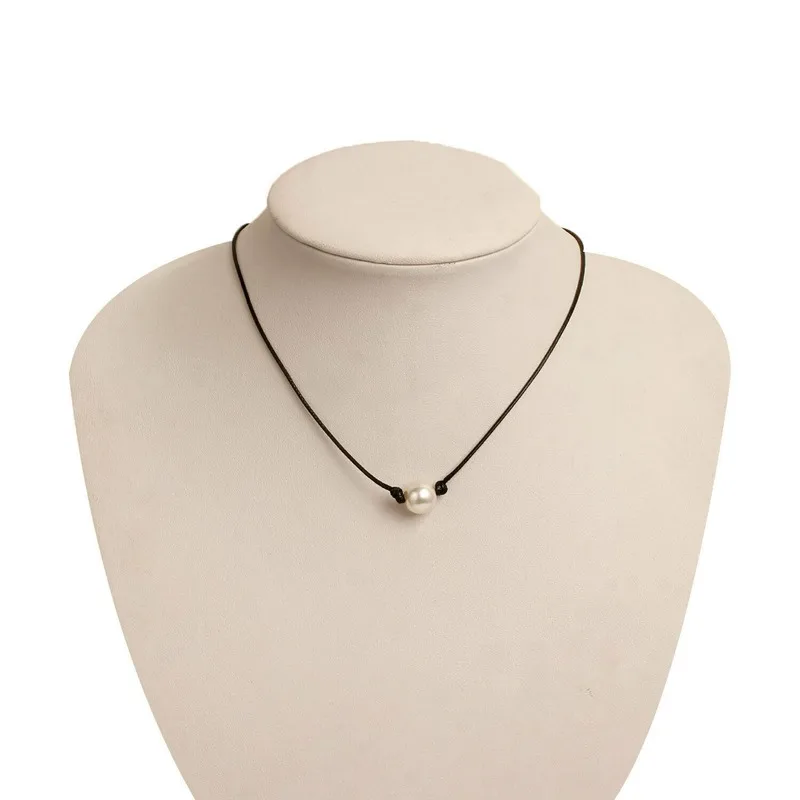 Женское жемчужное ожерелье из искусственной кожи кожаный чокер с цепочкой