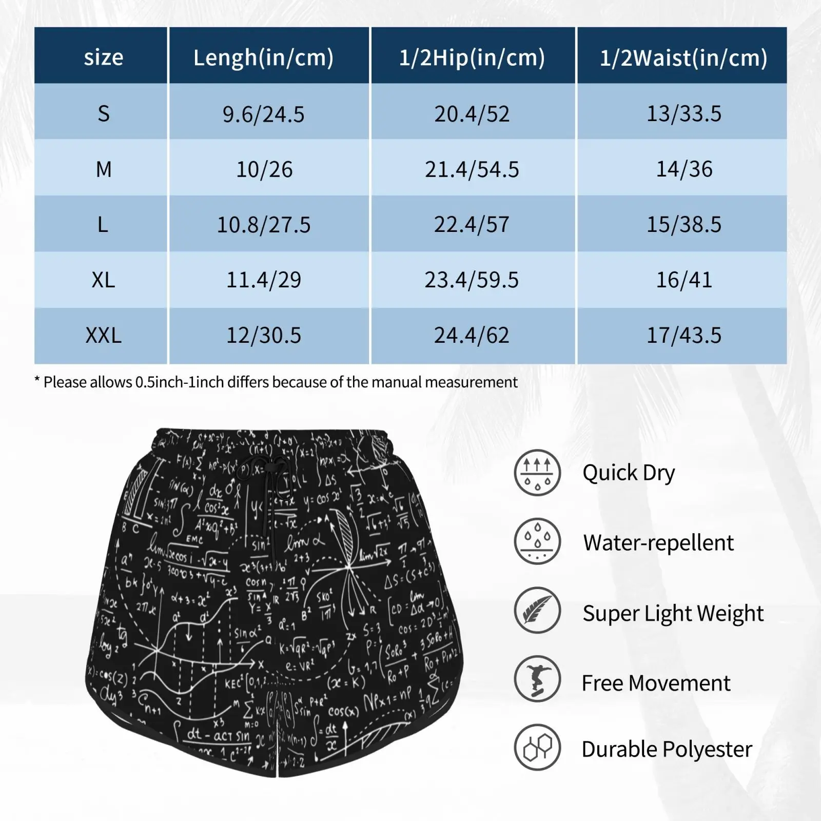 

Amazing World Of Mathematics Monochrome Swim Shorts Quick Dry Women Beach Short Geometric Shapes Geometric Square Polygon
