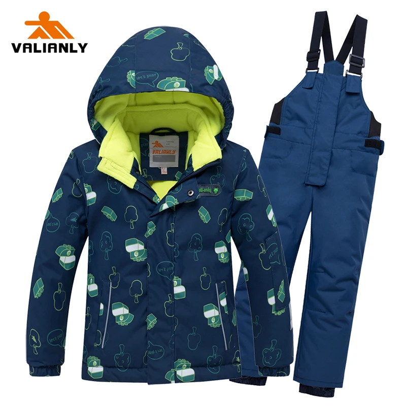 2020 Winter Kids Ski Suit Children Boys Snow suit Waterproof Jacket Pants 2 Pieces Sets Clothes Outdoor -30C | Детская одежда и