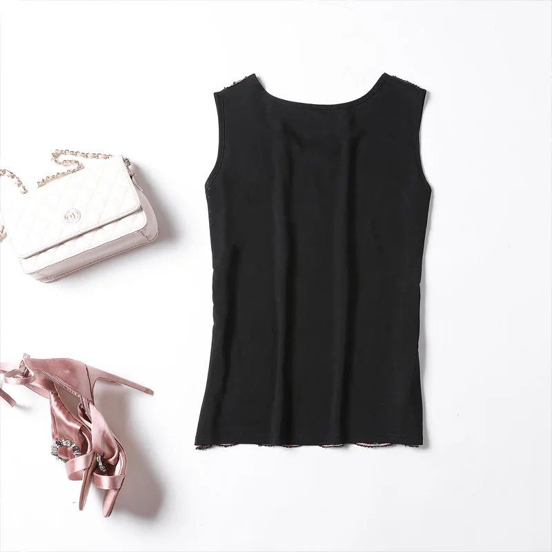 Женские майки с блестками однотонные свободные элегантные топы вышивкой для