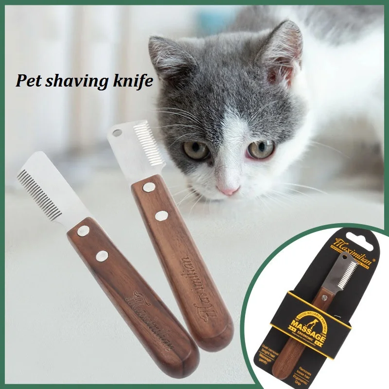 

Stainless Steel Wooden Handle Stripping Knife Professional Cat Dog Pet Comb Shaving Plucking Hair Comb Knife Pet Grooming Tools