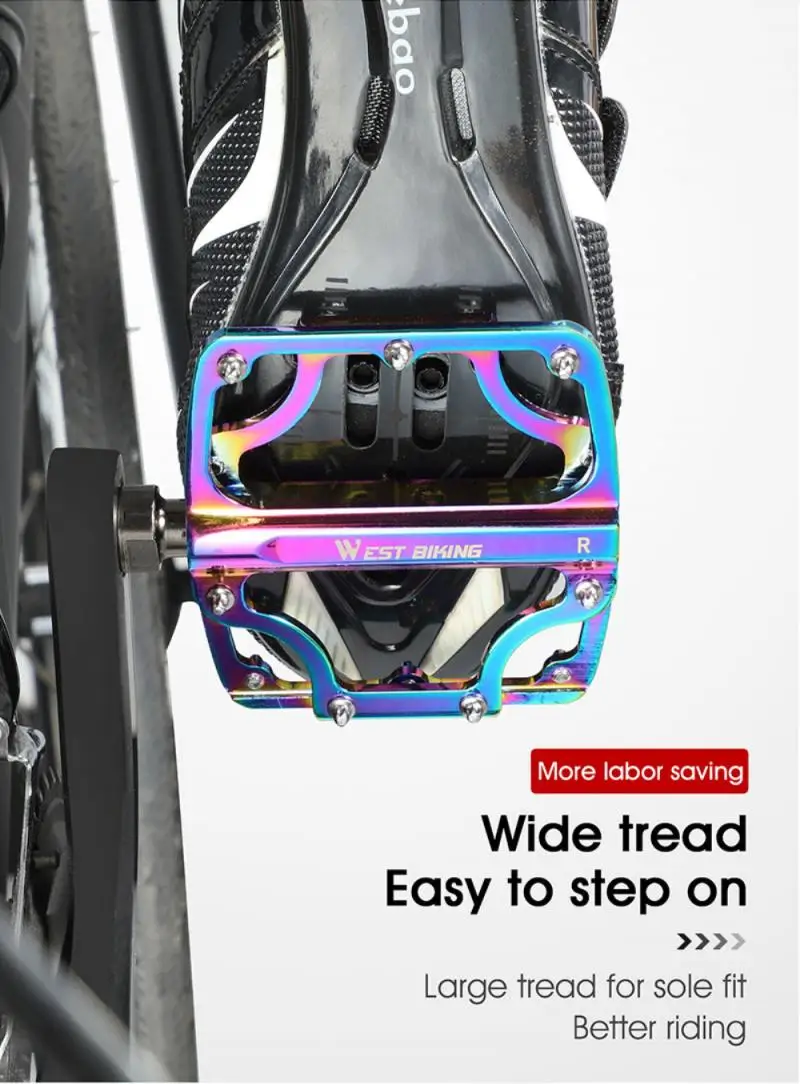 

Mountain Road Bike Bicycle Big Tread Bearing Pedal Accessories WEST BIKING Bicycle Colorful Pedal 3 Palin Pedal