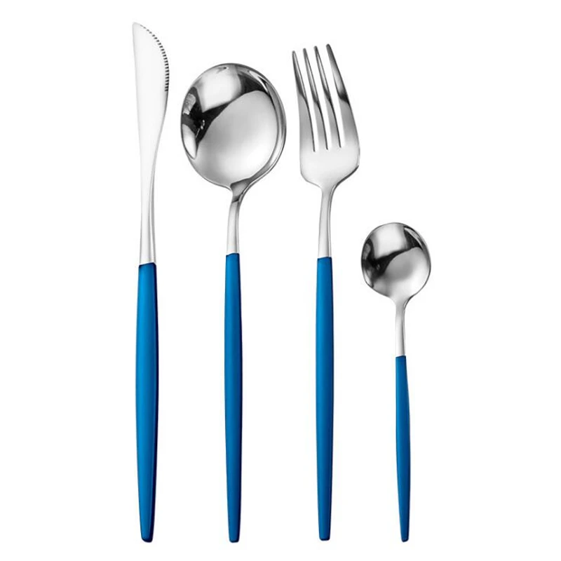 Нержавеющая сталь набор столовых приборов посуды стейк нож вилка ложка для чая и