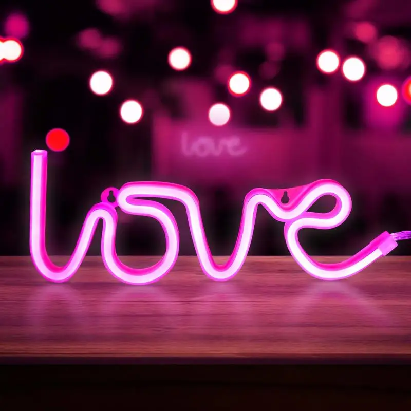 Фото Светодиодный неоновый розовый знаки любви для декора стен светильник s домашние