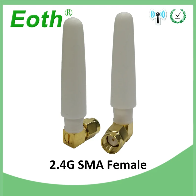 EOTH 10pcs 2.4g antenna 2~3dbi sma female wlan wifi 2.4ghz antene pbx iot module router tp link signal receiver antena high gain