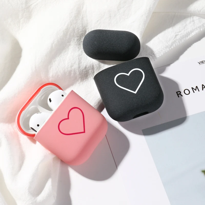 Беспроводной чехол для наушников с Bluetooth Apple Airpods сердечком жесткий защитный Air