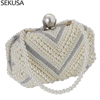 white pearl wedding clutch bag party purse and handbag womens evening bag luxury design chain shoulder bag