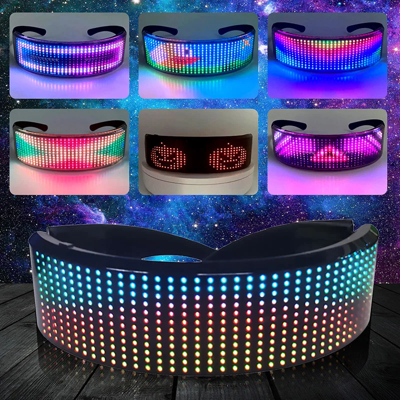 구매 USB 충전식 풀 컬러 동적 발광 안경 블라인드 APP 블루투스 안경 파티 장식을위한 LED 동적 안경