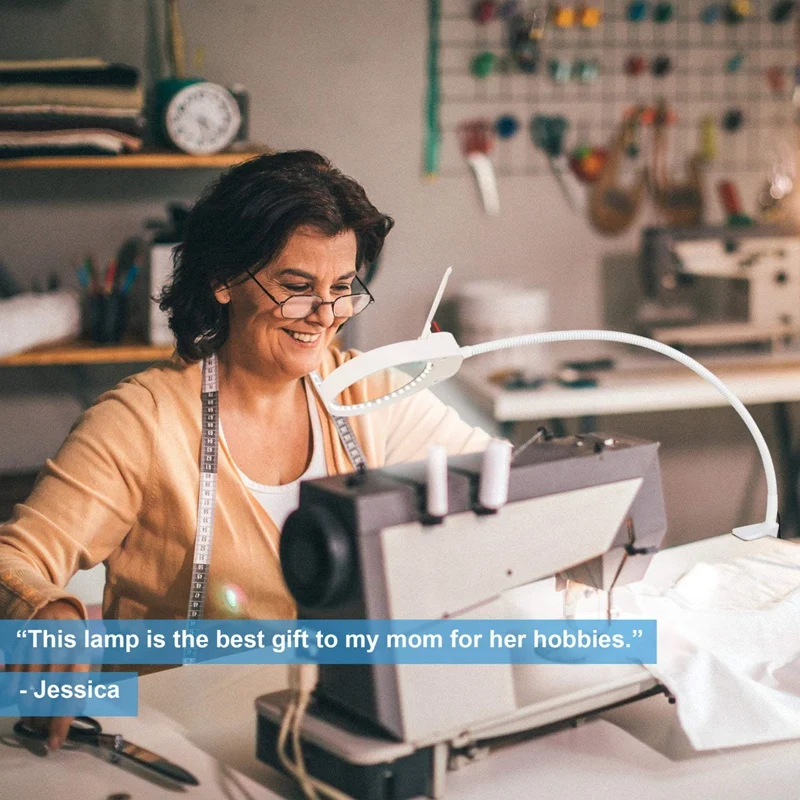 Лампа с регулируемой яркостью и увеличительным стеклом зажимом ультраяркая