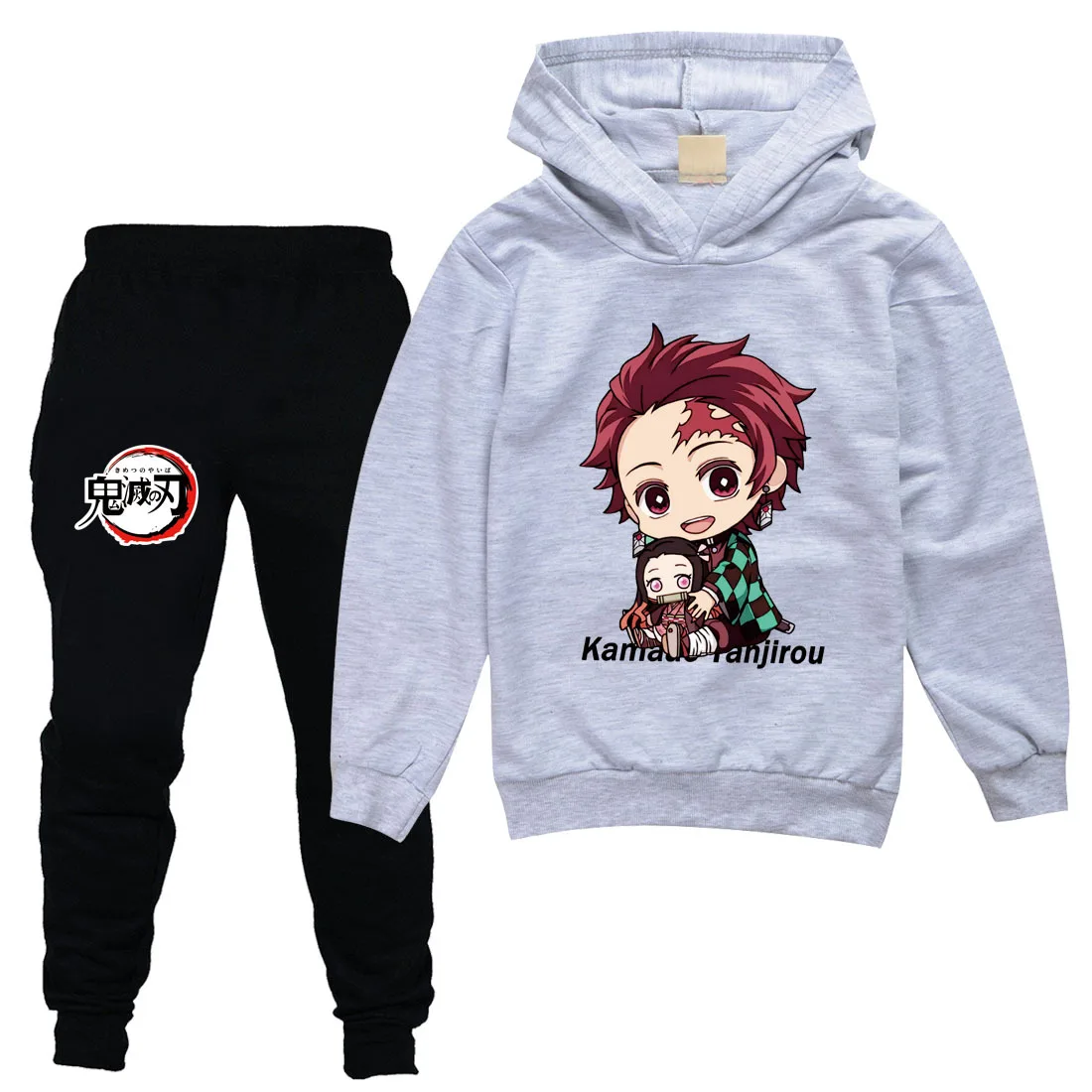 

2021 New Arrival Demon Slayer Hoodie Sweatshirt Sweatpants Suit Shirt Trousers Sets child Boys/Girls Fashion Casual Clothes