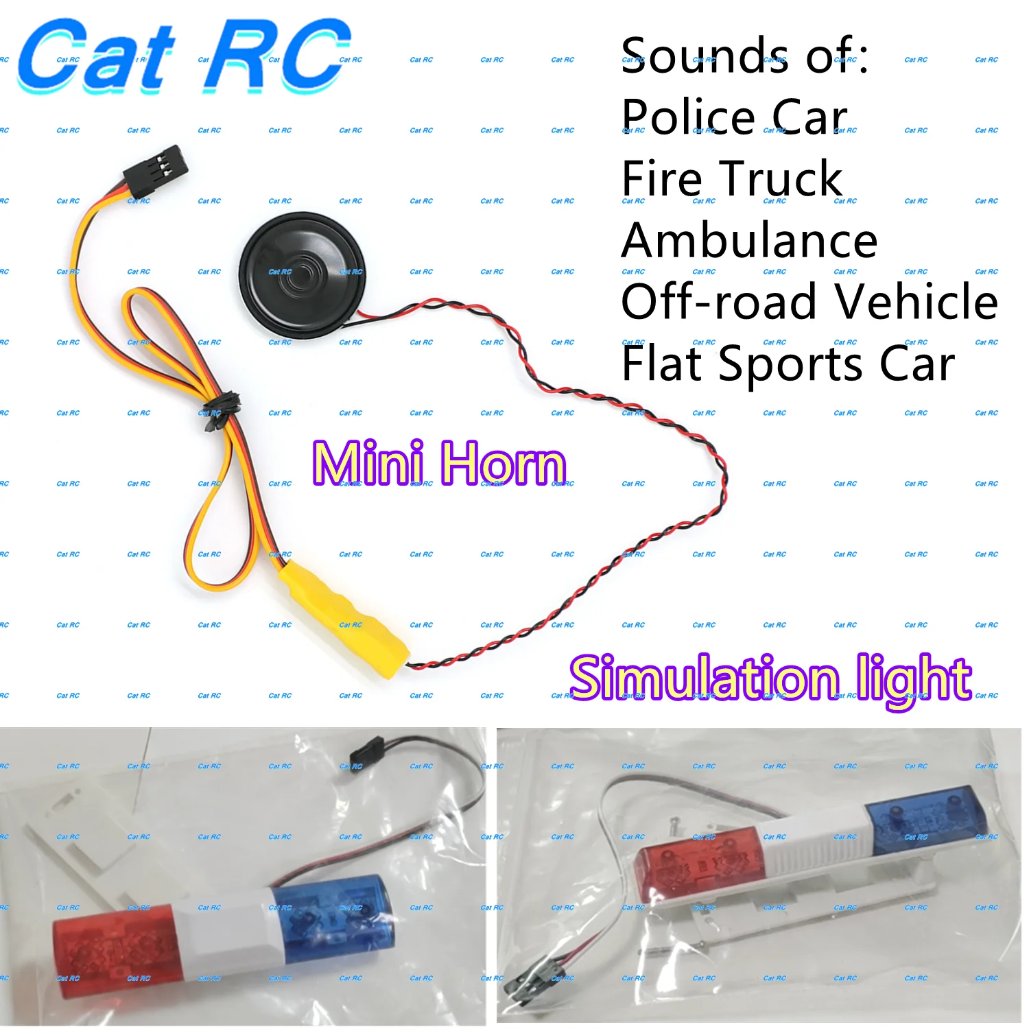 

RC Car Simulation light Mini Horn Speaker for Police Car/Fire Truck /Ambulance /Off-road Vehicle/Flat Sports Car 1pcs